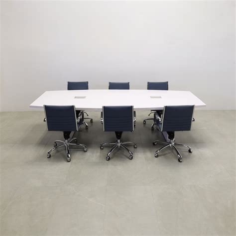 Newton Boat Shaped Conference Table In White Gloss Laminate Top