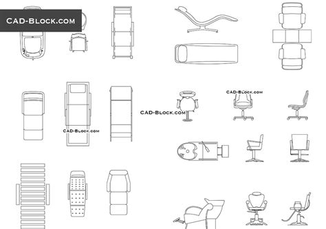 Beauty salon furniture CAD Blocks free download