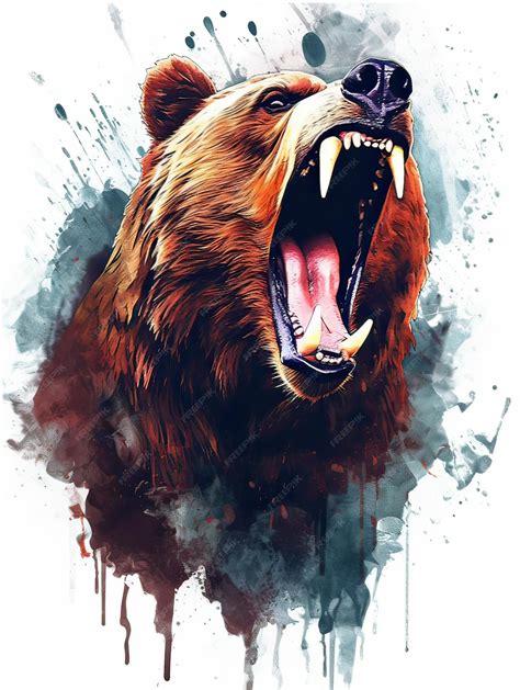 An angry grizzly's face with a mouth open Print for Tshirts Generative ...