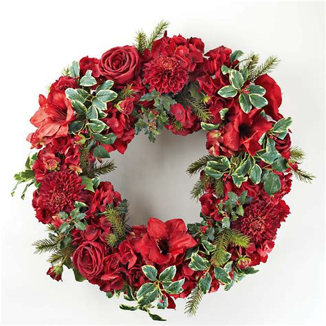 Amaryllis & Holly Berry Wreath | Gump's