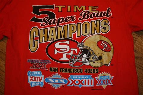 San Francisco 49ers 5-Time Super Bowl Champions T-Shirt Men's Large ...