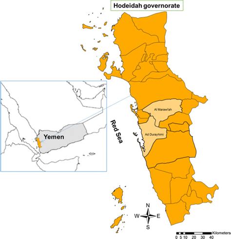 Map of Yemen showing Hodeidah governorate and the location of the two ...