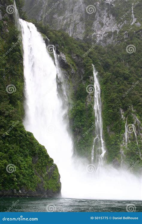 Milford Sound Waterfalls stock image. Image of multiple - 5015775