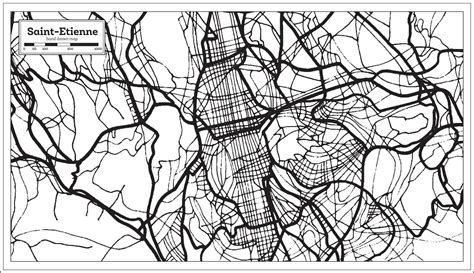 Saint Etienne France Map in Black and White Color. 17660952 Vector Art ...