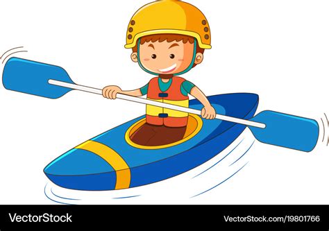 Boy in blue canoe Royalty Free Vector Image - VectorStock