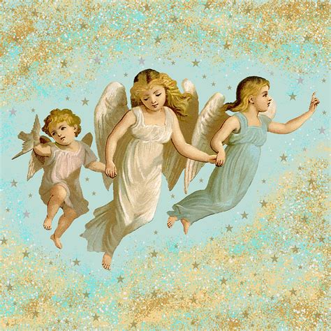 Angels Three Children Vintage Digital Art by Joy McKenzie - Pixels