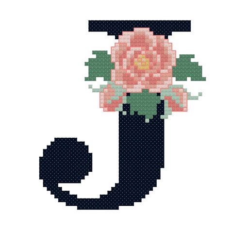 Floral Letter J flowers Monogram J Cross Stitch Pattern - Etsy