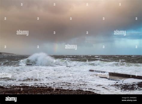 November storm from Crovie beach. Aberdenshire, Scotland Stock Photo ...