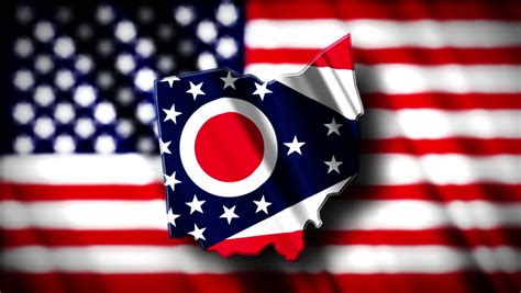 Flag Of Ohio In The Shape Of Ohio State With The USA Flag In The ...