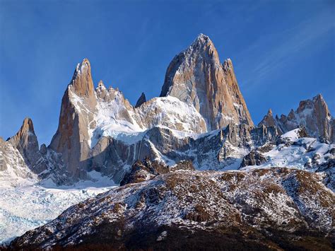 Mount Fitz Roy (Cerro Chaltén, Patagonia, Argentina. Although only half the height of major ...