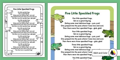 Five Little Speckled Frogs Nursery Rhyme Poster - Twinkl