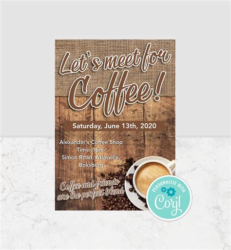 Coffee Invitation Editable Coffee Invite Coffee Event - Etsy