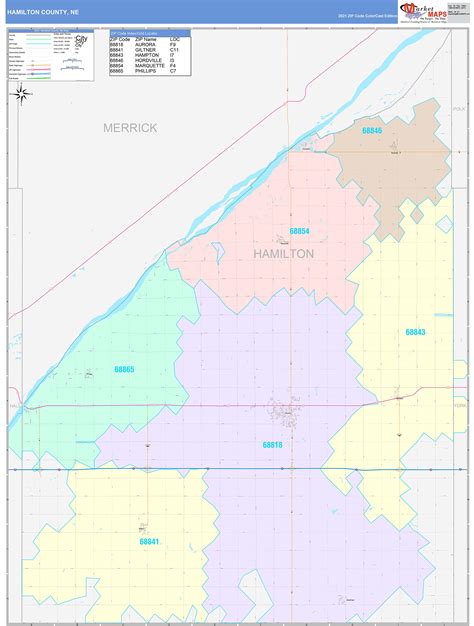 Hamilton County, NE Wall Map Color Cast Style by MarketMAPS - MapSales