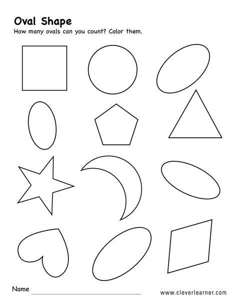 Count The Oval Shapes Shapes Worksheet Kindergarten Shapes Worksheets ...