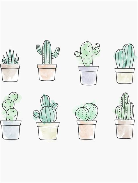 Cactus Stickers Sticker by diffydolls | Cactus drawing, Cactus stickers ...