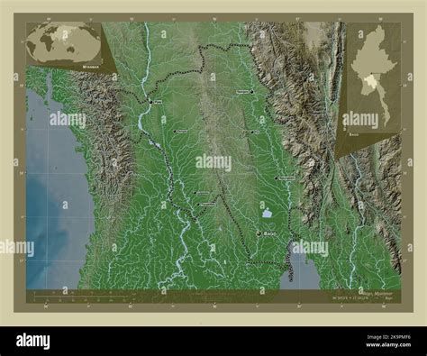 Bago, division of Myanmar. Elevation map colored in wiki style with ...