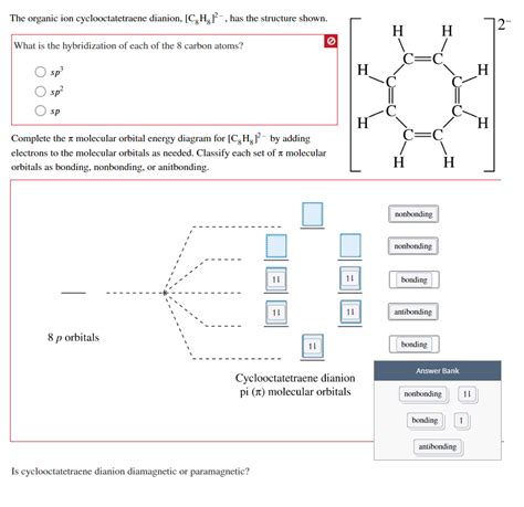 Solved The organic ion cyclooctatetraene dianion, [C^Hgl, | Chegg.com