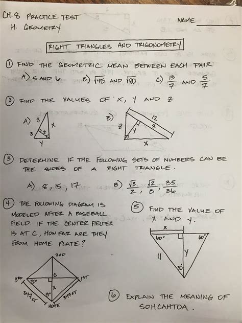 Honors Geometry - Vintage High School: Chapter 8 Practice Test