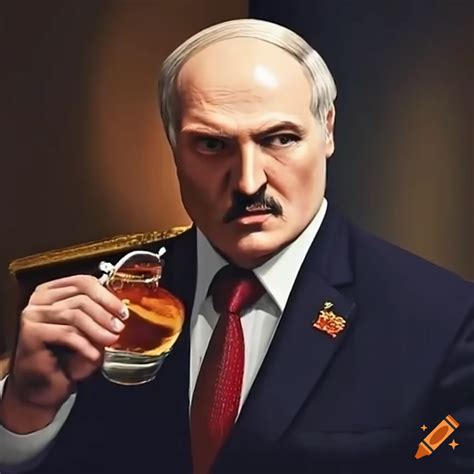 Satirical depiction of lukashenko smoking and drinking on Craiyon