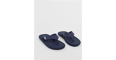 Lacoste Croco Flip Flops In Navy in Black for Men | Lyst