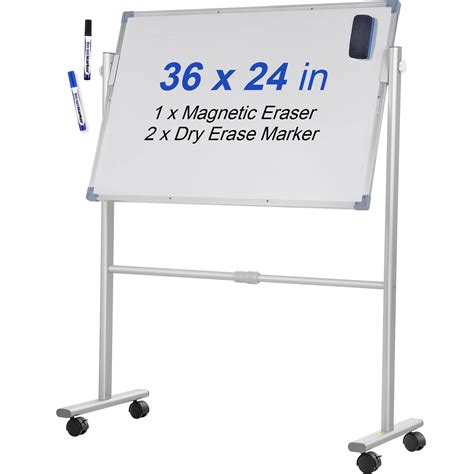 VEVOR Mobile Magnetic Whiteboard, 36 x 24 Inch, Double Sided, 360 ...