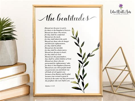 The Beatitudes Matthew 5 Christian Art Bible Verse Wall Art Watercolor ...