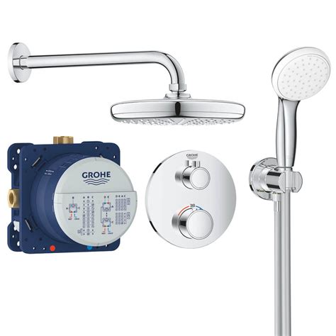 Grohe Grohtherm Perfect Chrome Shower Set With Tempesta 210 And Handset