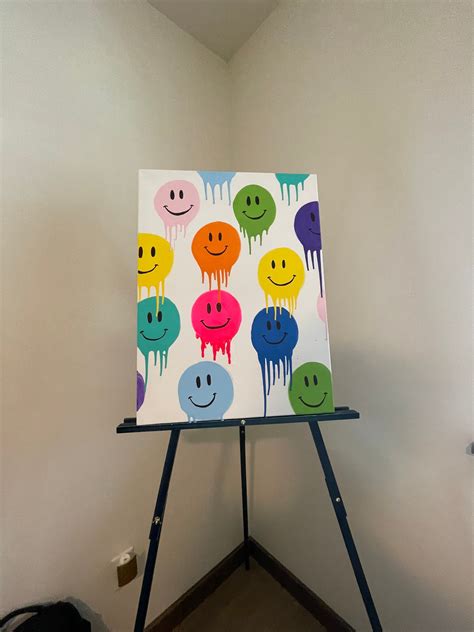 Smiley Face Drip Painting - Etsy