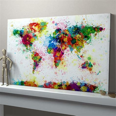 Leinwand malen - 37 originelle | Art carte du monde, Peinture sur toile, Tableau décoratif