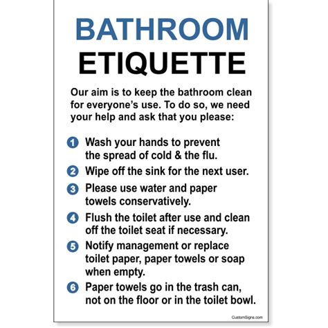 Bathroom Etiquette Sign - Custom Signs