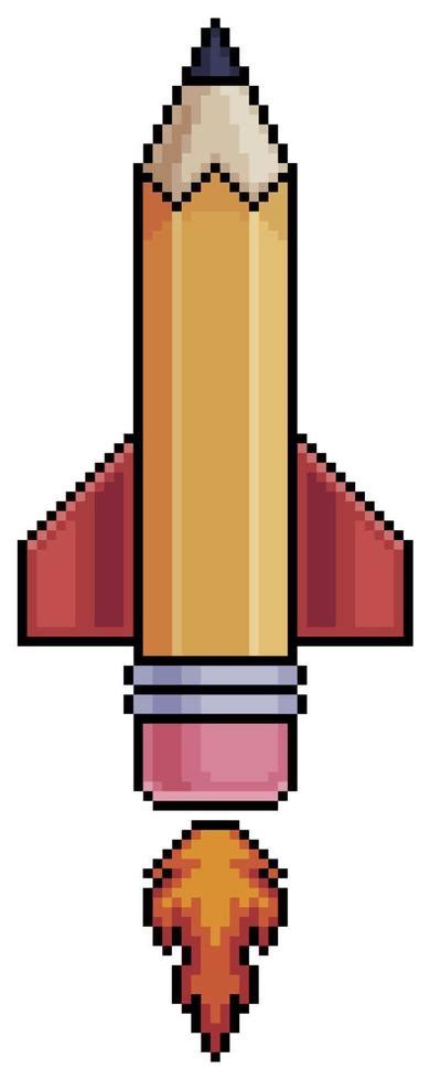 Pixel art pencil rocket vector icon for 8bit game on white background 11644559 Vector Art at ...