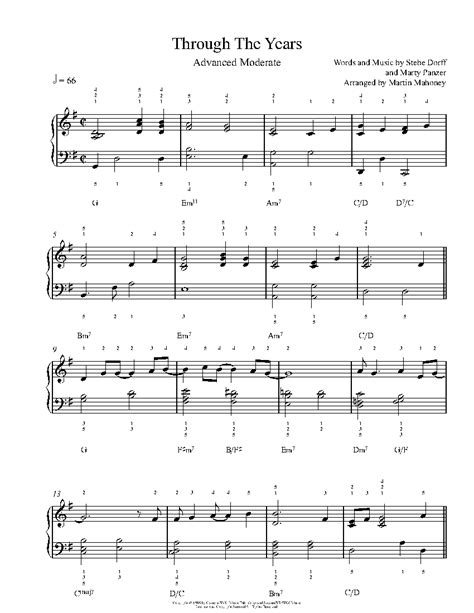 Through The Years by Kenny Rogers Sheet Music & Lesson | Advanced Level