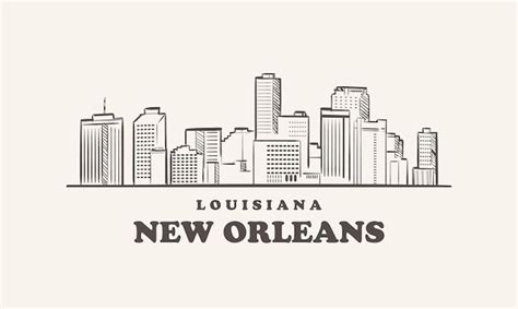 Premium Vector | New orleans skyline louisiana drawn sketch