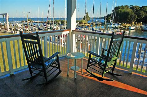 2 Chairs on the Fairhope Yacht Club Porch Digital Art by Michael Thomas - Pixels