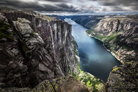 Body of water between mountain cliff photo, kjerag, norway HD wallpaper ...