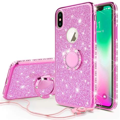 SOGA Diamond Bling Glitter Cute Phone Case with Kickstand Compatible for iPhone Xs Max Case ...