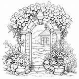Premium Vector  Romantic Secret Garden Coloring Pages Book sketch template