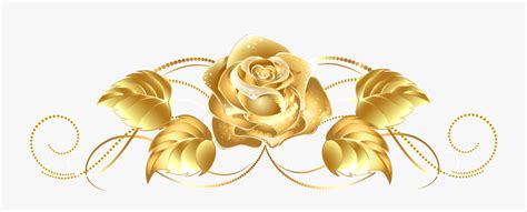 Clip Art Gold Flower Border - Gold Rose Clip Art , Free Transparent Clipart - ClipartKey