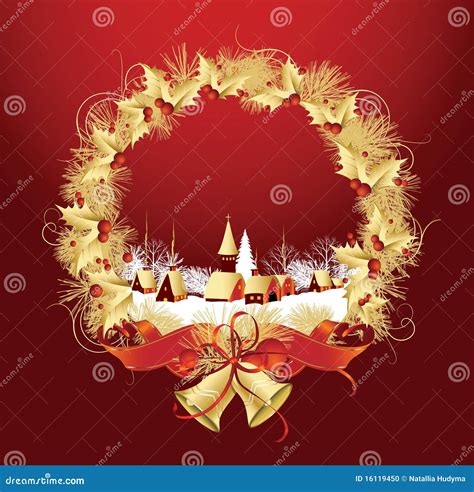 Christmas Decoration with a Town in Red Color. Stock Vector - Illustration of christmas, home ...