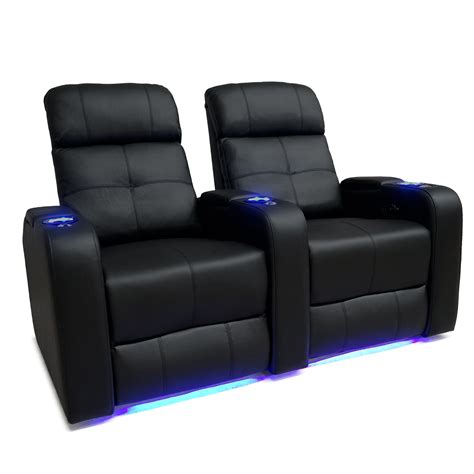 Valencia Verona Black Top Grain Leather Home Theatre Power Recliner - 2 ...