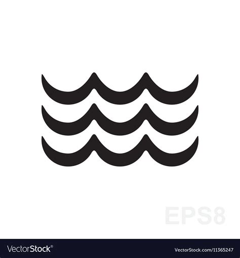 Wave black and white icon Royalty Free Vector Image