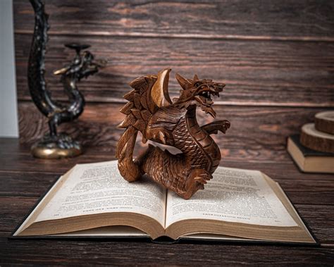 Wooden Dragon Statue 5, Unique Sculpture, Chinese Dragon, Mystical ...