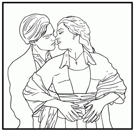 jack and rose titanic movie coloring page | Line art drawings, Titanic ...