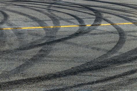 Tire Track Mark on Asphalt Tarmac Road Race Track Texture and Background, Abstract Background ...