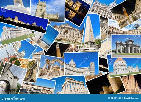 A Collage of My Best Travel Photos of Famous Landmarks from European Cities Stock Image - Image ...