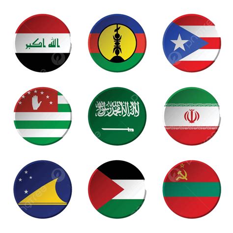 Round Badges With Various Country Flags Set Country Puerto Vector, Set, Country, Puerto PNG and ...