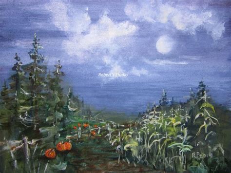 Harvest Moon Print of Original Acrylic Painting Landscape - Etsy