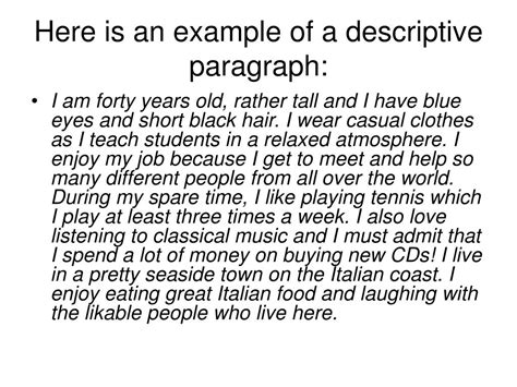 College essay: Describing a person paragraph example