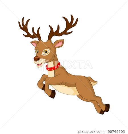 Cartoon funny christmas reindeer jumping on... - Stock Illustration [90766603] - PIXTA