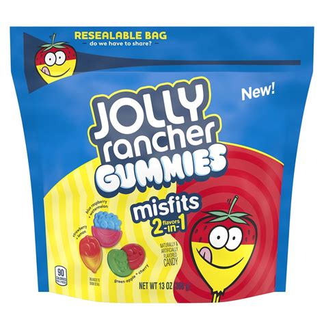 Buy JOLLY RANCHER, MISFITS 2-in-1 Assorted Fruit Flavored Gummies Candy, 13 oz, Resealable Bag ...